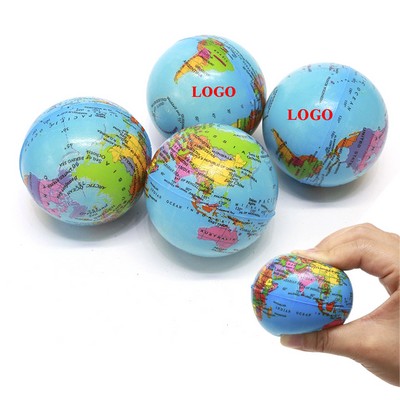 2 1/2" Globe Shaped Squeeze Ball Earth Themed Stress Relief Toy